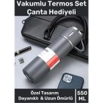 Özel Üretim Paslanmaz Çelik 3 Bardaklı Soğuk Sıcak Termos Vakumlu Termos Set Çanta Hediyeli 550 Ml