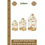 Özel Üretim Şık Tasarım Modern Ev Hediyesi Metal Dekoratif Gold Metal 3'lü Kafes Mumluk Seti