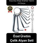 Özel Üretim Tamir Usta Altı Köşeli Bozuk Vida Kısa Düz Köşe Anahtar Takımı Çelik Alyan Seti 10 Parça