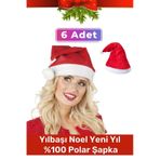 Özel Üretim Yıkanabilir Ucu Ponponlu Çocuk Yetişkin Yılbaşı Noel Baba %100 Polar Şapka 6 Adet