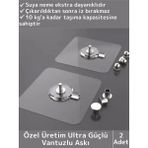 Özel Üretim Yüksek Kaliteli Suya Neme Ekstra Dayanıklı Montajsız Ultra Güçlü Vantuzlu Askı 2 Adet