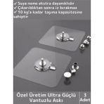 Özel Üretim Yüksek Kaliteli Suya Neme Ekstra Dayanıklı Montajsız Ultra Güçlü Vantuzlu Askı 3 Adet