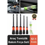 Özel Üretim Yumuşak Kıllı Iç Dış Detaylı Oto Araç Araba Klima Uyumlu Temizlik Bakım Fırça Seti 5+1 - diğer - (ClearEyelets)Black-RadiantOrchid