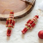 Özel Vıp Deluxe 4 Adet Fındık Kıran Yılbaşı Ağaç Süsü 13 Cm Parlak Simli Kırmızı Noel Süsleri