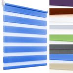 Özelleştirilebilir Mavi Çift Kumaş Stor Perde 65 x 100 cm Delme Yok Güneş Koruması ve Gizlilik Kapılar için Karartma Panjurları Çeşitli