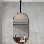 Özelleştirilebilir Oval Tavan Asılı Ayna Duvara Monte Siyah Metal Çerçeve Makyaj Aynası Ev veya Otel Banyo Makyajı için 40 cm x 70 cm Boyut