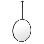 Özelleştirilebilir Siyah Yuvarlak Tavan Asma Ayna - Makyaj ve Dekorasyon için 40CM Metal Çerçeveli Banyo Makyaj Aynası Ev Dekoru için Şık Duvar Vurgusu