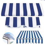 Özelleştirilebilir Su Geçirmez Geri Çekilebilir Veranda Tente - Pergola Bahçe Carport için %100 Polyester Güneşlik Kumaş - Mavi Çizgili Boyut 2,5 x 2,0 m - UV Koruması ve Kolay Kurulum