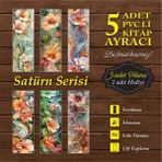 Özen Grafik Kitap Ayracı, PVC Kaplamalı, Püsküllü 5 adetlik set, ebat 5x15cm - 5'li - 001-Renkli
