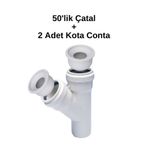 Özeniş Fiba Teknik 50'lik Y Çatal Pvc Pimaş Boru (Kalınlığı 3.2) Atık Su Dublex Pvc Boru 50 mm + 2 Adet Adaptör Conta
