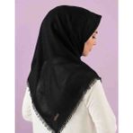 Özense Flamlı Pamuklu Terletmeyen ince 4 Mevsim Kullanılabilir 100X100 cm Siyah Renkli Yazma Eşarp - 000-Siyah - 100 x 100 cm