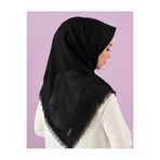 ÖZENSE Flamlı Terletmeyen 4 Mevsim Kullanılabilir Pamuklu Siyah Renkli 100x100 Cm Yazma Eşarp