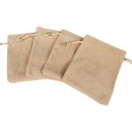 ÖZER KUTU Süet & Kadife Duble Kese Krem 10 Adet 9x12 cm Takı, Altın Kesesi (ipli & Büzgülü)