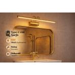 Özer Light 35CM / USB Sarjlı Resim / Tablo / Ayna Üstü / Banyo / Ledli Aplik Flüt 3000K Günışığı Gold kasa - Altın - 3200K GÜN IŞIK