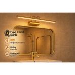 Özer Light 50CM / USB Şarjlı / Gold kasa / Resim / Tablo / Ayna Üstü / Banyo / Ledli Aplik Flüt 3000K Günışığı - Altın