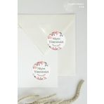 Özer Store 120 Adet Çiçekli Yuvarlak Yapışkanlı Nişan Davetiye ve Hediyelik Etiketi, Sticker 4 cm