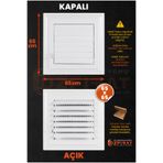 ÖZFIRAT PVC Yapı Menfez 65x65 CM | Banyo Havalandırma Menfezi | Wc, Tuvalet Havalandırma Menfezi | Plastik | Beyaz