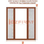 Özfırat Pvc Yapı Plise Pileli Sürgülü Sineklik Dubble [EN200 x Boy 220CM] Akordiyon Kayar Kapı - Sineklik (Pimapen | Ahşap | Çelik | Demir Kapı Sinekliği - Altınmeşe - 200 x 220
