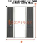 Özfırat Pvc Yapı Plise Pileli Sürgülü Sineklik Dubble [EN200 x Boy 220CM] Akordiyon Kayar Kapı - Sineklik (Pimapen | Ahşap | Çelik | Demir Kapı Sinekliği - Beyaz - 200 x 220