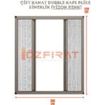 Özfırat Pvc Yapı Plise Pileli Sürgülü Sineklik Dubble [EN200 x Boy 220CM] Akordiyon Kayar Kapı - Sineklik (Pimapen | Ahşap | Çelik | Demir Kapı Sinekliği - Vizon - 200 x 220