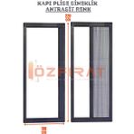 Özfırat Pvc Yapı Plise Pileli Sürgülü Sineklik [EN100 x Boy 220CM] Akordiyon Kayar Kapı - Sineklik (Pimapen | Ahşap | Çelik | Demir Kapı Sinekliği - Antrasit - 100 x 220