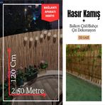 özgazi 120 Cm X 2.50 Metre Hasır Kamış Bahçe Çiti Balkon Çiti Bambu Rulo Çit Gölgelik Dekorasyon