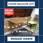 Özgazi 60 Cm x 6 Metre Doğal Kamış Hasır Balkon Çiti Gölgelik Bahçe Çiti