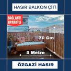 Özgazi 70 Cm x 5 Metre Kamış Hasır Balkon Çiti Bambu Çit Bahçe Çiti Saz Kamış