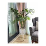 Özge design Metal Saksı Ayaklı Çiçeklik Dekoratif Beyaz Saksı Vazo Saksılık 50x30cm