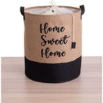 Özge Home Altı Deri Jüt Kumaş Çamaşır Sepeti 50 Lt Hacim