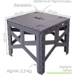 Özgen Plastik Portatif Katlanabilir Kolay Taşınır Gri Kamp Piknik Masası 45 x 47 x 42 cm