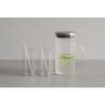Özgün Ev 5 Parca Su ve Sürahi Seti - Met. KAP.1500 ml Sür, 2X400ML Bardak 2 x Cam Pipet - 1,5 lt