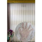 Özgün Perde (12183) Dantel Belinda Baklava Desenli (1/3 Sık Pile) Ekru Tül Perde Ekru 350 x 270