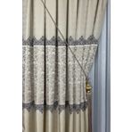 Özgün Perde (15397) Özgün Perde Şık Desenli Pano Fon Perde (Tek Kanat) Krem 90 x 270