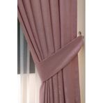 Özgün Perde (15803) Soft Kumaş Fon Perde Sık Pileli Pudra Rengi Perde Pudra 420 x 260