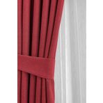 Özgün Perde (2573) Bordo Şık Doğal Keten Fon Perde - Sık Pileli Tek Kanat + Bağlama Kolu Bordo 220 x 250