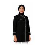 özgün üniforma İsim Nakış Hediyeli-Tesettürlü Kadın Aşçı Ceketi Siyah - 80 Cm Etek Uzunluk - Özel Seri