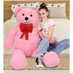 Özgüner 140 cm Kırmızı Papyonlu Pembe Ayıcık Peluş Oyuncak