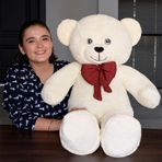 Özgüner Oyuncak 100 cm Büyük Peluş Ayıcık – Papyonlu Dev Teddy Bear, Ultra Yumuşak, Sevgiliye & Özel Günler İçin Hediye (krem)
