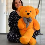 Özgüner Oyuncak 100 cm Büyük Peluş Ayıcık – Papyonlu Dev Teddy Bear, Ultra Yumuşak, Sevgiliye & Özel Günler İçin Hediye (sarı)