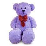 Özgüner Oyuncak 130 cm Dev Pelüş Ayı, Papyonlu ve Sevimli Büyük Boy Ayıcık, Yumuşak Sarılmalık Peluş, Sevgiliye Hediye (Lila)