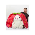 Özgüner Oyuncak 180 Cm Dev XL Boy Peluş Çantalı Çilek Tavşan - Sevgiliye En Güzel Hediye