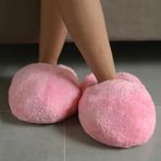 Özgüner Oyuncak Ayak ısıtıcısı,Pelüş Panduf,Pelüş Terlik,Ofis Pandufu (TerlikPembe, Oversize)