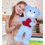 Özgüner Oyuncak Ayıcı Oyuncak 50 cm Kalpli Peluş Sevimli Ayıcık - 01-Mavi