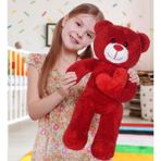 Özgüner Oyuncak Ayıcı Oyuncak 50 cm Kalpli Peluş Sevimli Ayıcık - 08 Kırmızı