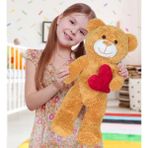 Özgüner Oyuncak Ayıcı Oyuncak 50 cm Kalpli Peluş Sevimli Ayıcık - 702 Kahverengi
