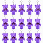 Özgüner Oyuncak Mini Peluş Ayıcık Anahtarlık 250'li Set 15 cm - Toptan Hediyelik Ayı Anahtarlık Paketi - Organizasyon, Etkinlik ve Parti Hediyeliği (Mor)