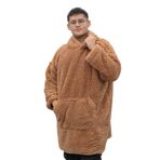 Özgüner Oyuncak Pabtex,Wellsoft,Giyilebilir Battaniye,Kapüşonlu Sweetshirt,Battaniye,Kollu Battaniye,Polar Giyilebilir,Oversize,Sarılma Battaniyesi (Standart, Kahverengi, Oversize)
