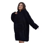 Özgüner Oyuncak Pabtex,Wellsoft,Giyilebilir Battaniye,Kapüşonlu Sweetshirt,Battaniye,Kollu Battaniye,Polar Giyilebilir,Oversize,Sarılma Battaniyesi (Standart, Siyah, Oversize)