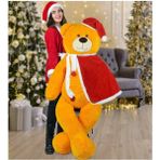 Özgüner Oyuncak Peluşçu Dayı 160 cm Yılbaşı Şapka ve Pelerinli Ayıcık - 02-Sarı